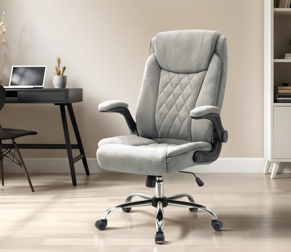 Kancelárske kreslo Superkancl COMFORTABLE, nosnosť do 130 kg, odklopné opierky rúk, látka sivá - Image 16