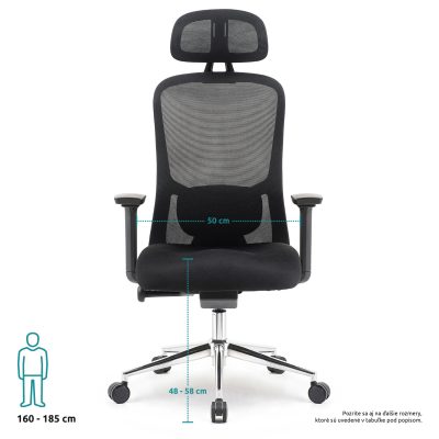 Superkancl kancelárska stolička FUN PDH nosnosť 130 kg čierna predok final