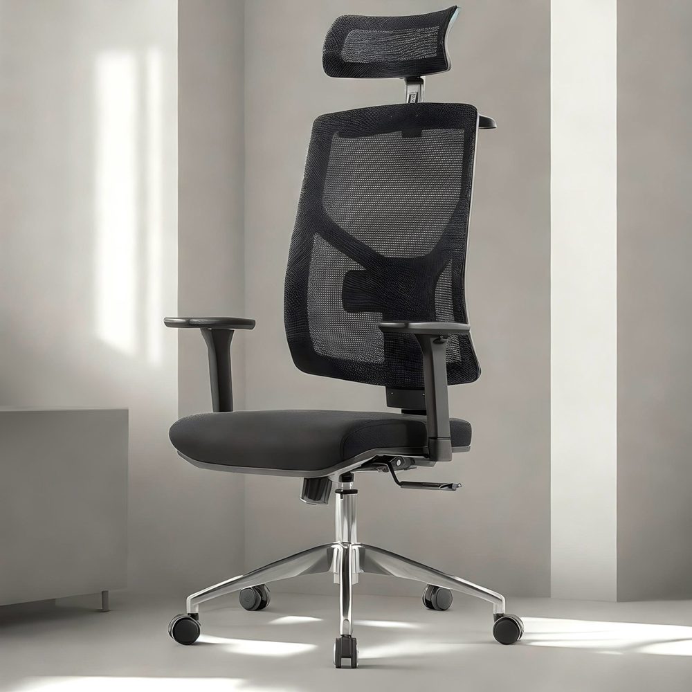 Kancelárska stolička Superkancl SIHOSEAT M87B ALU PDH, nosnosť do 150 kg, 3D opierky rúk, 3D opierka hlavy, bedrová opierka, čierna - Image 19