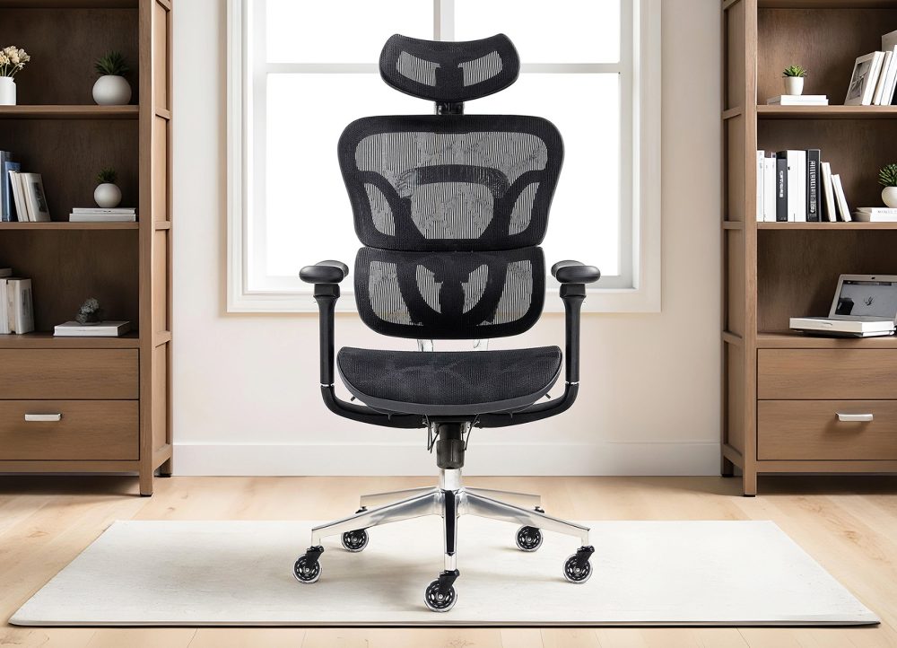 Kancelárska stolička Superkancl SIHOSEAT M98B ALU PDH, nosnosť do 150 kg, posuv sedadla, 4D opierky rúk, 3D opierka hlavy, bedrová opierka, čierna - Image 20