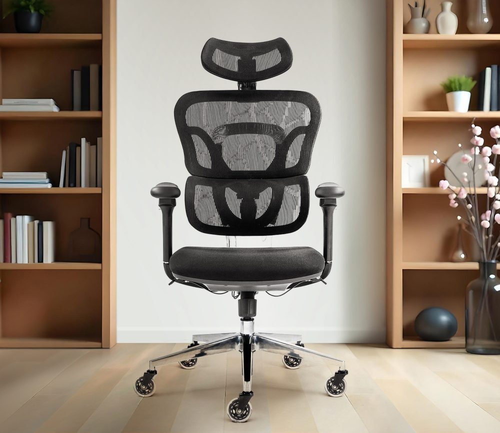 Kancelárska stolička Superkancl SIHOSEAT M98B ALU PDH, nosnosť do 150 kg, posuv sedadla, 4D opierky rúk, 3D opierka hlavy, bedrová opierka, čierna - Image 19