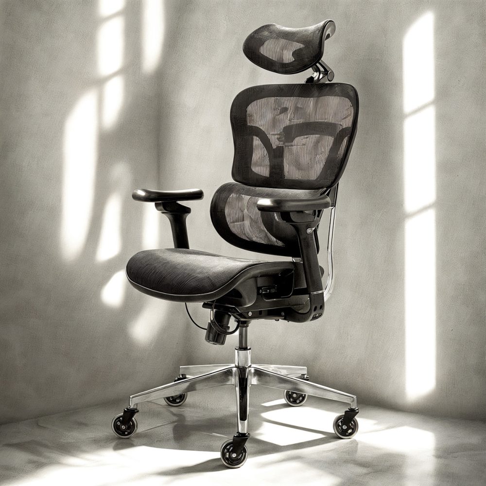 Kancelárska stolička Superkancl SIHOSEAT M99B ALU NET PDH, nosnosť do 150 kg, posuv sedadla, 4D opierky rúk, 3D opierka hlavy, bedrová opierka, čierna - Image 16