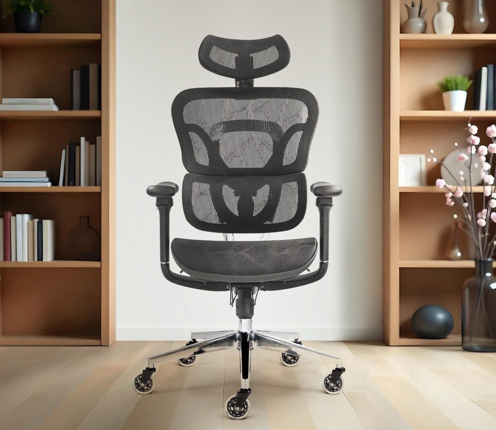 Kancelárska stolička Superkancl SIHOSEAT M99B ALU NET PDH, nosnosť do 150 kg, posuv sedadla, 4D opierky rúk, 3D opierka hlavy, bedrová opierka, čierna - Image 18