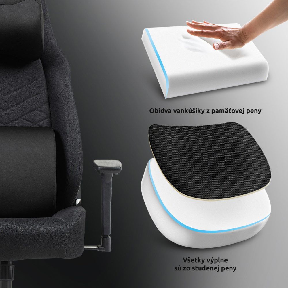 Kancelárske kreslo Sracer EVO LT, nosnosť do 140 kg, 3D opierky rúk, opierka hlavy, bedrová opierka, látka čierna - Image 17