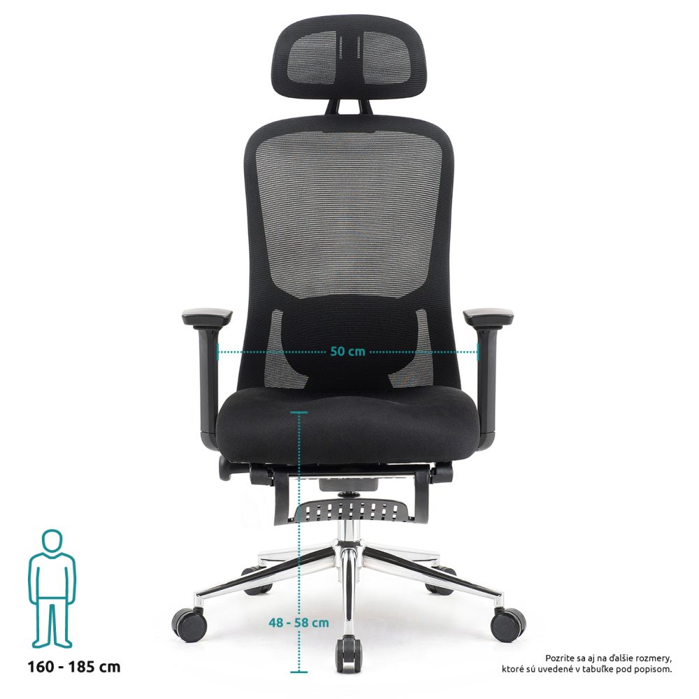 Kancelárska stolička Superkancl FUN PDH PLUS, nosnosť do 130 kg, 3D opierky rúk, 3D opierka hlavy, 2D bedrová opierka, čierna - Image 2