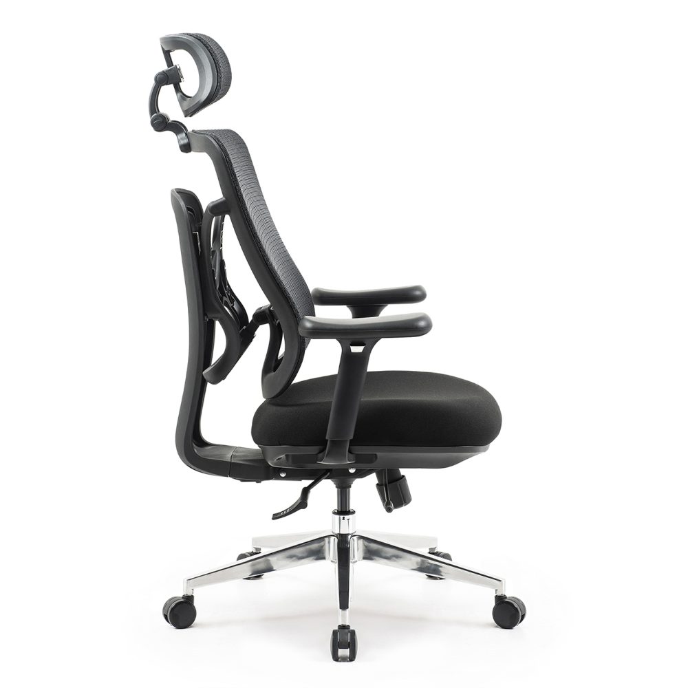 Kancelárska stolička Superkancl SIHOSEAT M95B ALU PDH, nosnosť do 150 kg, posuv sedadla, 3D opierky rúk, 3D opierka hlavy, bedrová opierka, čierna - Image 3