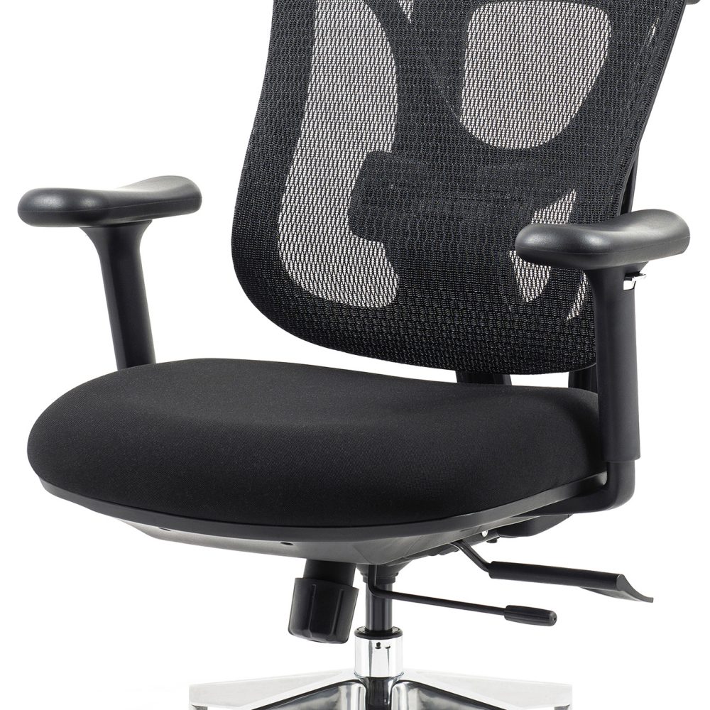 Kancelárska stolička Superkancl SIHOSEAT M95B ALU PDH, nosnosť do 150 kg, posuv sedadla, 3D opierky rúk, 3D opierka hlavy, bedrová opierka, čierna - Image 8