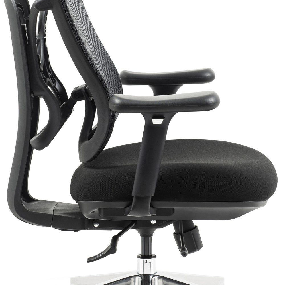 Kancelárska stolička Superkancl SIHOSEAT M95B ALU PDH, nosnosť do 150 kg, posuv sedadla, 3D opierky rúk, 3D opierka hlavy, bedrová opierka, čierna - Image 10