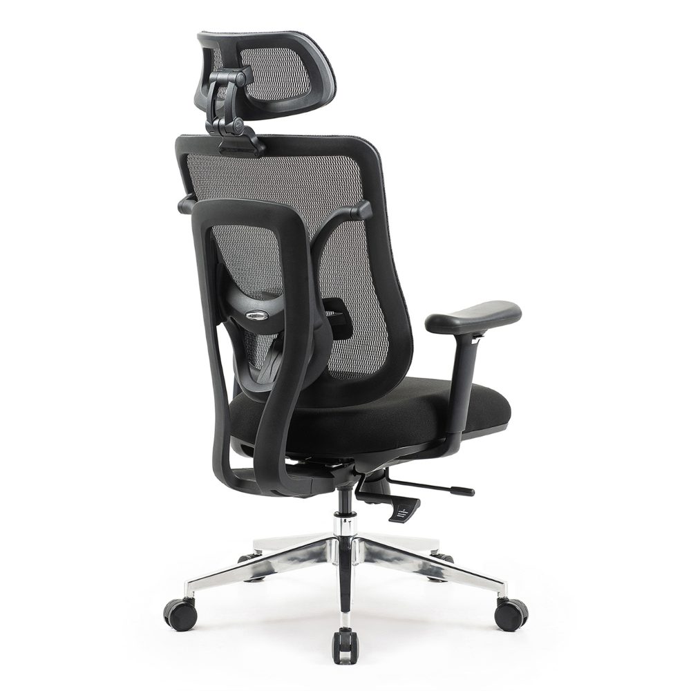 Kancelárska stolička Superkancl SIHOSEAT M95B ALU PDH, nosnosť do 150 kg, posuv sedadla, 3D opierky rúk, 3D opierka hlavy, bedrová opierka, čierna - Image 4