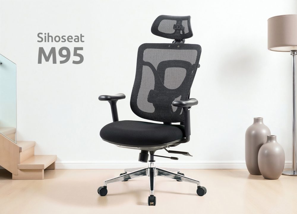Kancelárska stolička Superkancl SIHOSEAT M95B ALU PDH, nosnosť do 150 kg, posuv sedadla, 3D opierky rúk, 3D opierka hlavy, bedrová opierka, čierna - Image 18