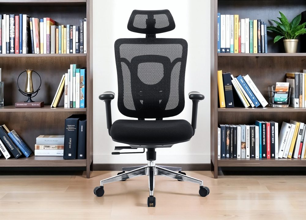 Kancelárska stolička Superkancl SIHOSEAT M95B ALU PDH, nosnosť do 150 kg, posuv sedadla, 3D opierky rúk, 3D opierka hlavy, bedrová opierka, čierna - Image 19