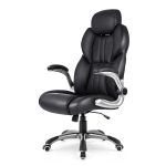 Kancelárske kreslo Superkancl LEADER, nosnosť do 140 kg, odklopné opierky rúk, 2D opierka hlavy, umelá koža čierna
